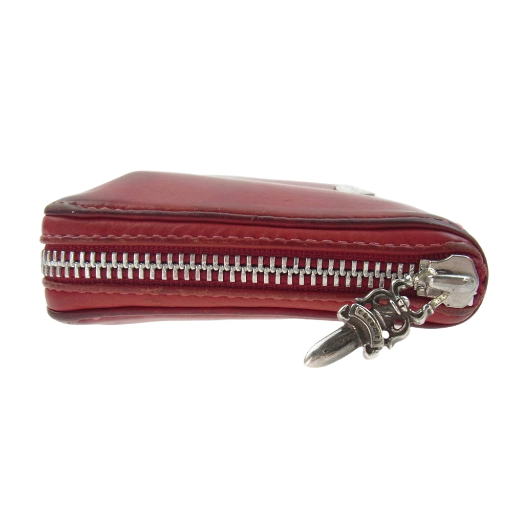 CHROME HEARTS クロムハーツ（原本無） REC F ZIP PLANE  ダガージップ レザー ラウンドジップ ウォレット 長財布 レッド系【中古】