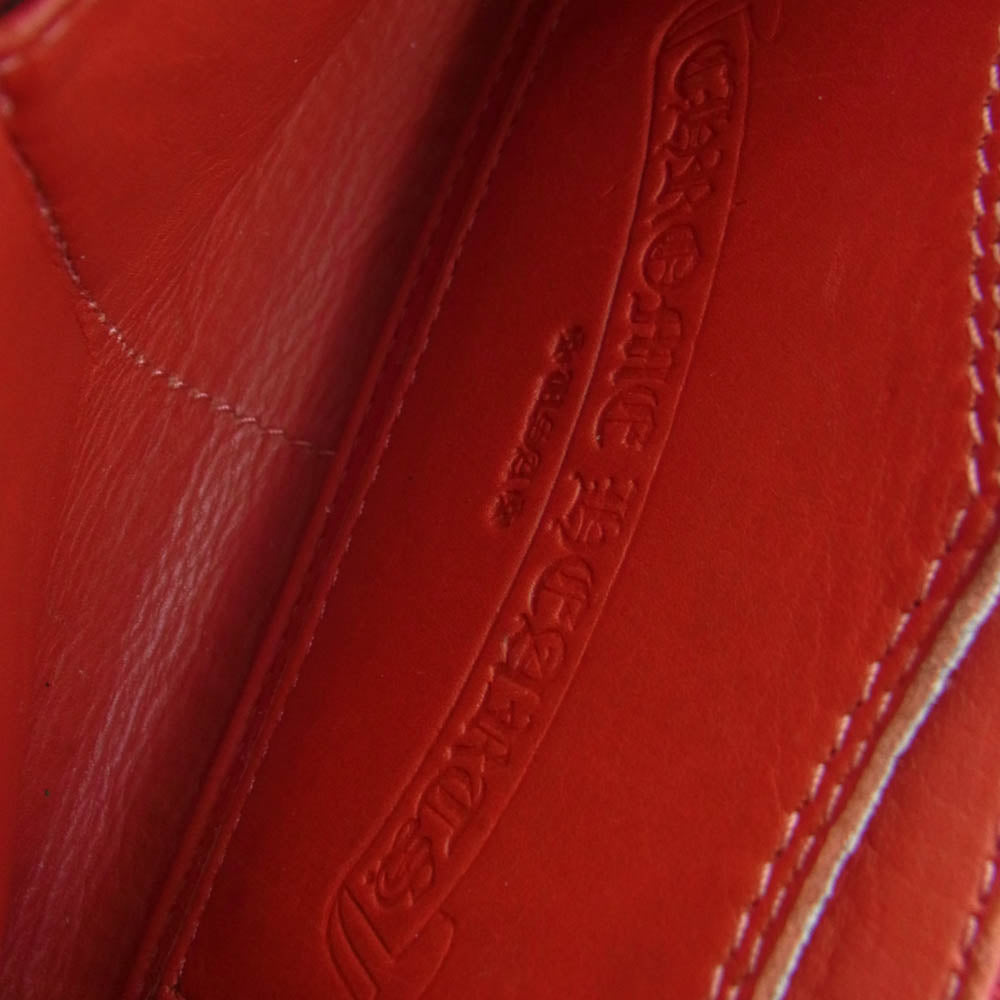 CHROME HEARTS クロムハーツ（原本無） REC F ZIP PLANE  ダガージップ レザー ラウンドジップ ウォレット 長財布 レッド系【中古】