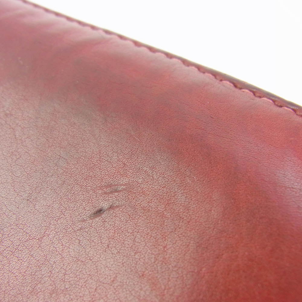 CHROME HEARTS クロムハーツ（原本無） REC F ZIP PLANE  ダガージップ レザー ラウンドジップ ウォレット 長財布 レッド系【中古】