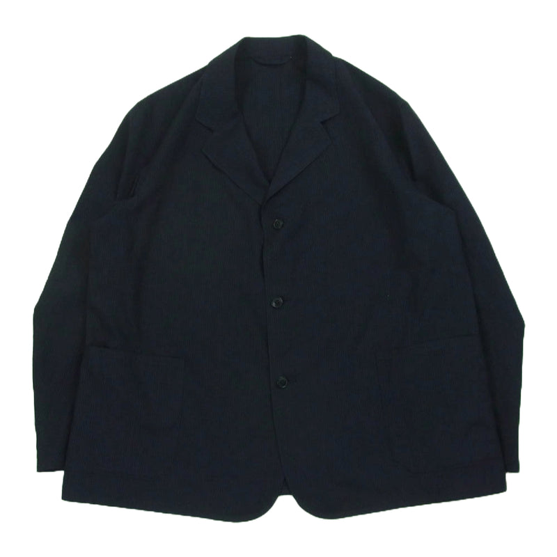 COMOLI コモリ 24SS Z01-01016 ウール ストライプ柄 テーラード ジャケット 日本製 ダークネイビー系 2【中古】
