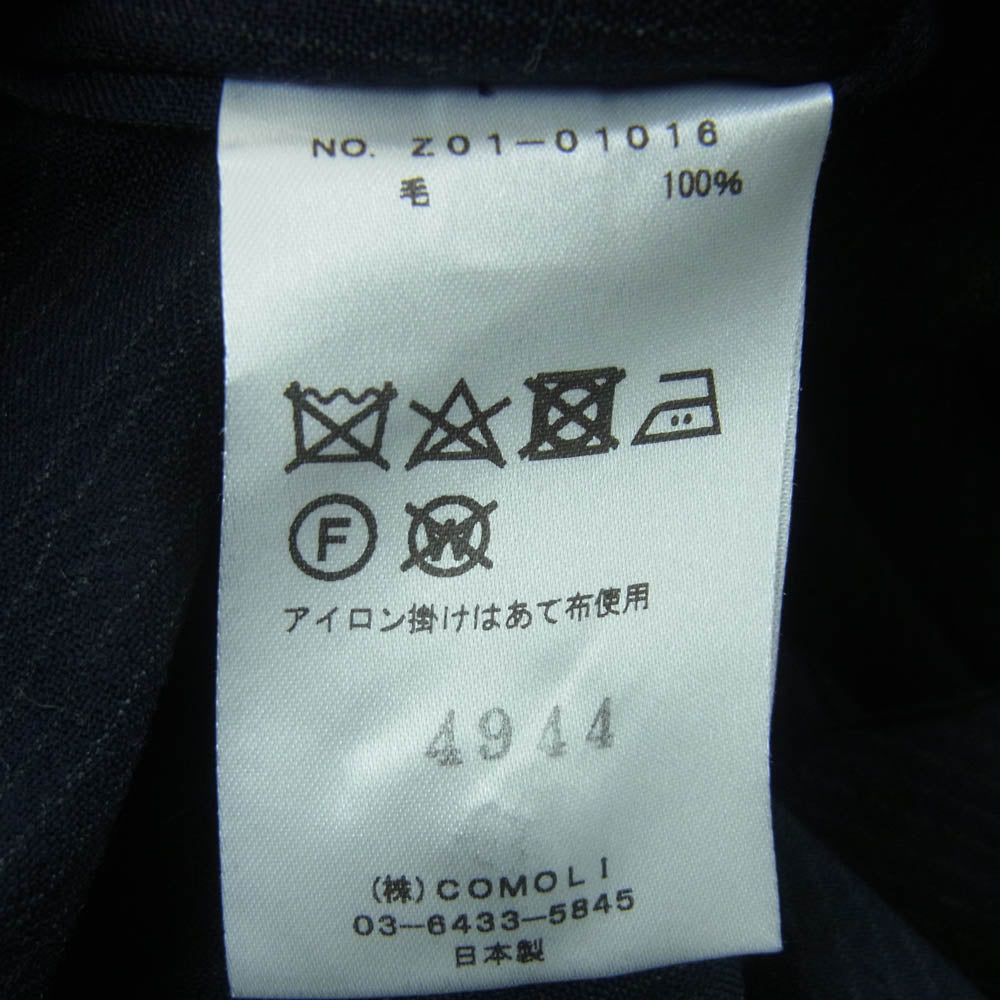 COMOLI コモリ 24SS Z01-01016 ウール ストライプ柄 テーラード ジャケット 日本製 ダークネイビー系 2【中古】