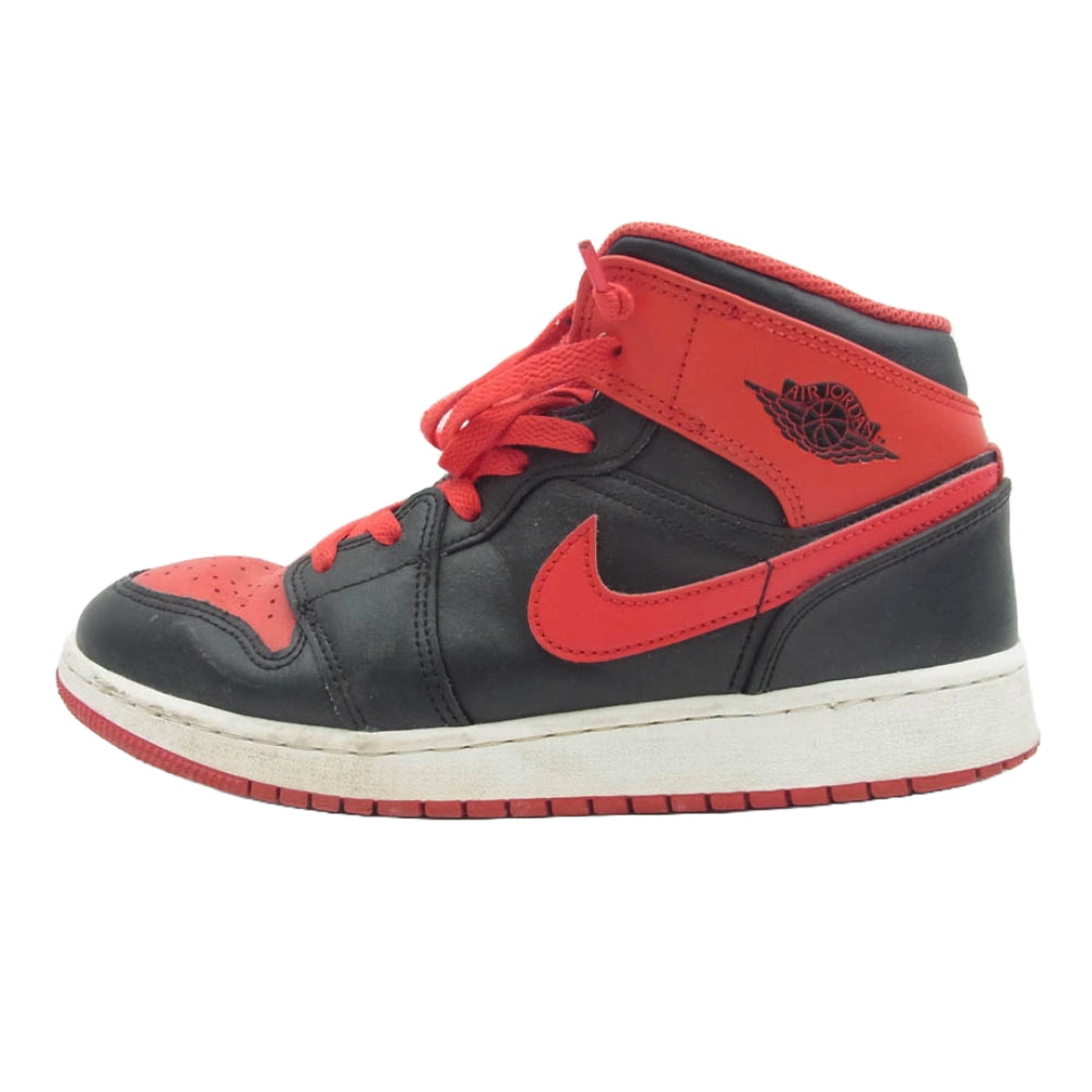 NIKE AIR JORDAN ナイキ ジョーダン DQ8423-060 Air Jordan 1 Mid GS Bred Toe AJ1 エアジョーダン ミッド ブレッド スニーカー レッド系 ブラック系 24.5cm【中古】