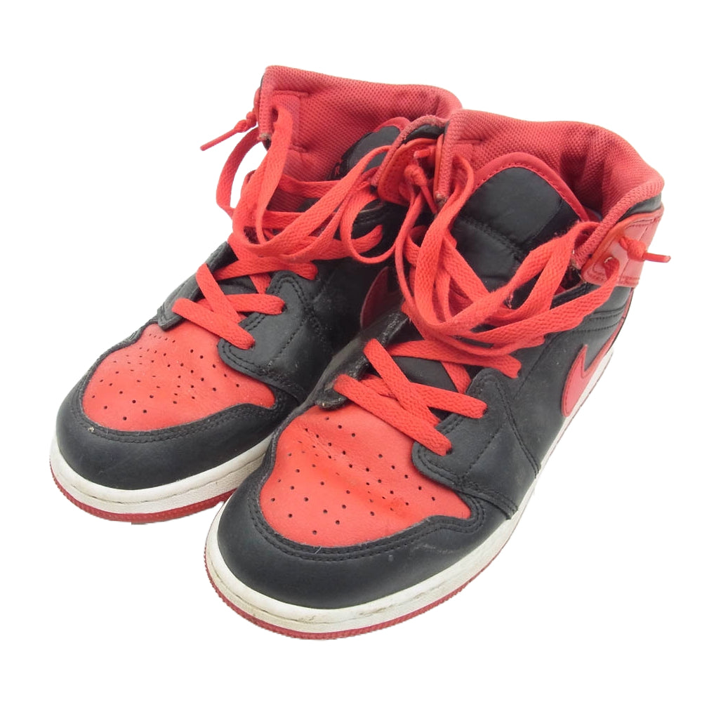 NIKE AIR JORDAN ナイキ ジョーダン DQ8423-060 Air Jordan 1 Mid GS Bred Toe AJ1 エアジョーダン ミッド ブレッド スニーカー レッド系 ブラック系 24.5cm【中古】
