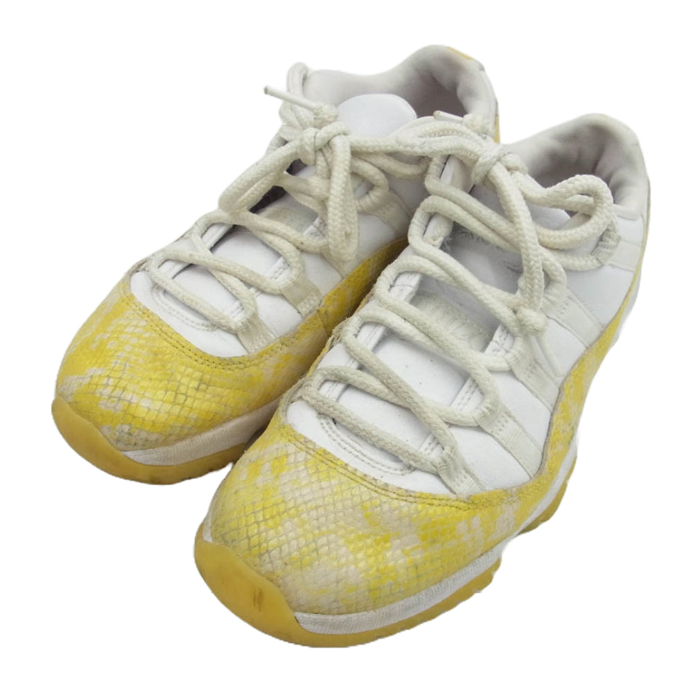 NIKE AIR JORDAN ナイキ ジョーダン AH7860-107 Women's Air Jordan 11 Retro Low Yellow Snake Skin AJ11 ウィメンズ エアジョーダン ロー スニーカー ホワイト系 イエロー系 24cm【中古】