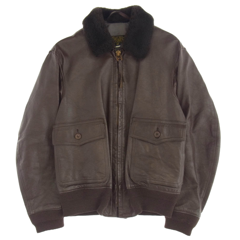 ウイリスアンドガイガー USA製 U.S.NAVY G-1 FLIGHT JACKET レザー フライトジャケット ダークブラウン系 40【中古】