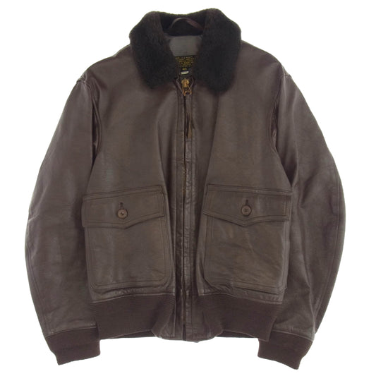 ウイリスアンドガイガー USA製 U.S.NAVY G-1 FLIGHT JACKET レザー フライトジャケット ダークブラウン系 40【中古】