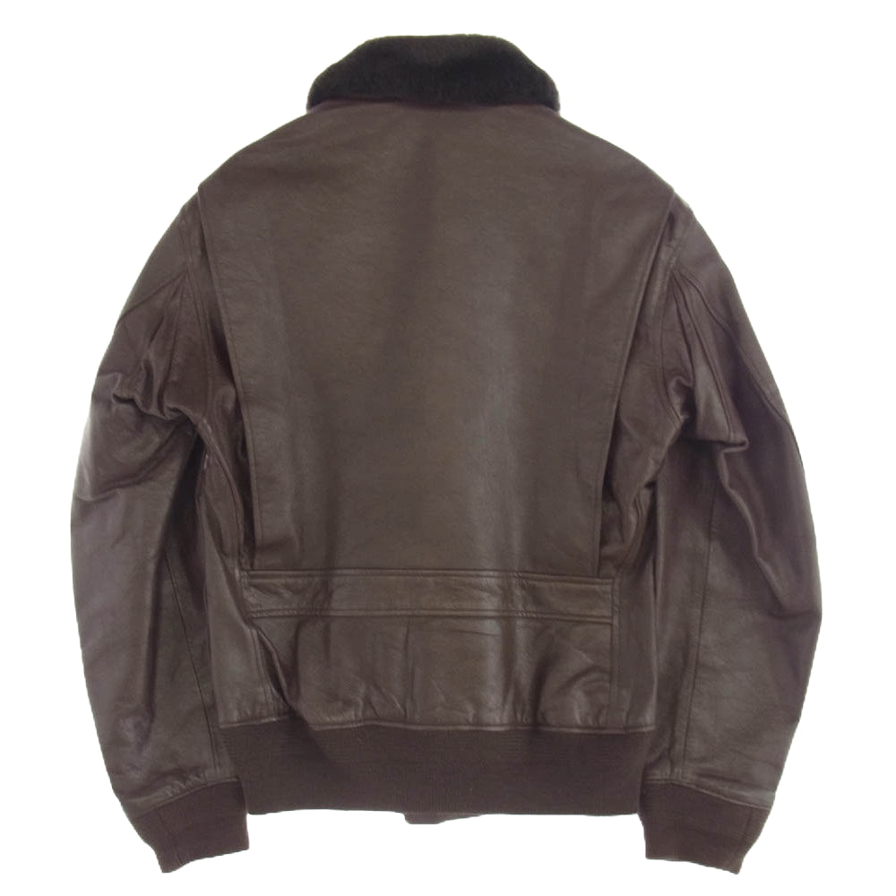 ウイリスアンドガイガー USA製 U.S.NAVY G-1 FLIGHT JACKET レザー フライトジャケット ダークブラウン系 40【中古】