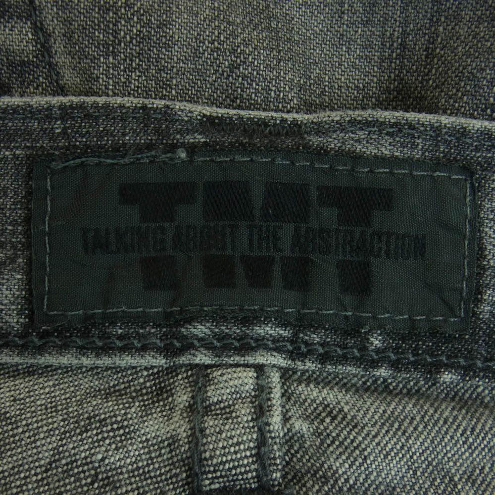 TMT ティーエムティー リペア ダメージ デニム パンツ ボタンフライ コットン 日本製 グレー系 XL【中古】