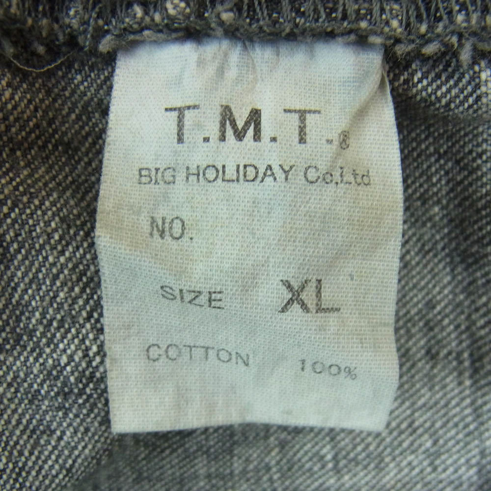 TMT ティーエムティー リペア ダメージ デニム パンツ ボタンフライ コットン 日本製 グレー系 XL【中古】