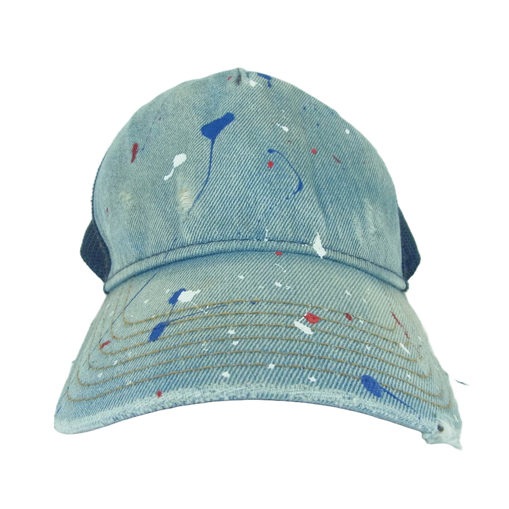 TMT ティーエムティー TAC-S2101 ペイント加工 デニム メッシュ キャップ 帽子 日本製 インディゴブルー系 F【中古】