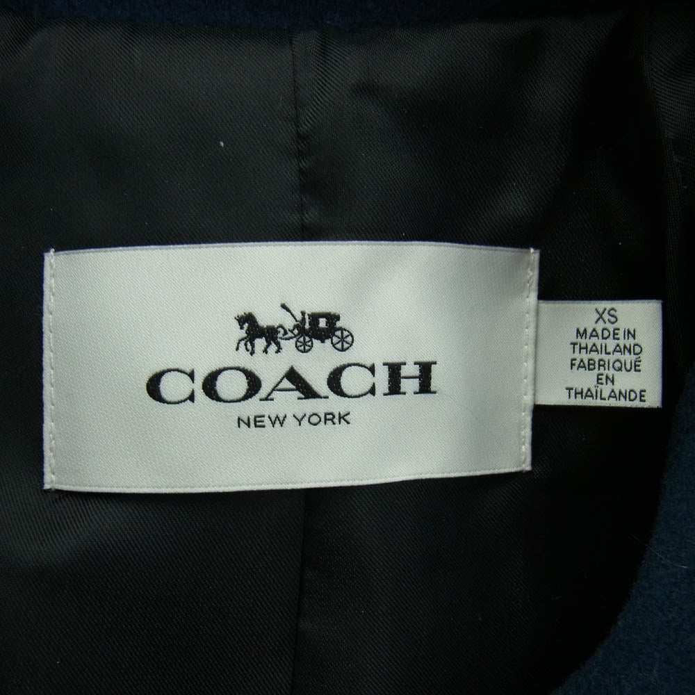 COACH コーチ F24299 袖レザー ワッペン スタジャン ネイビー系 ブラック系 XS【中古】
