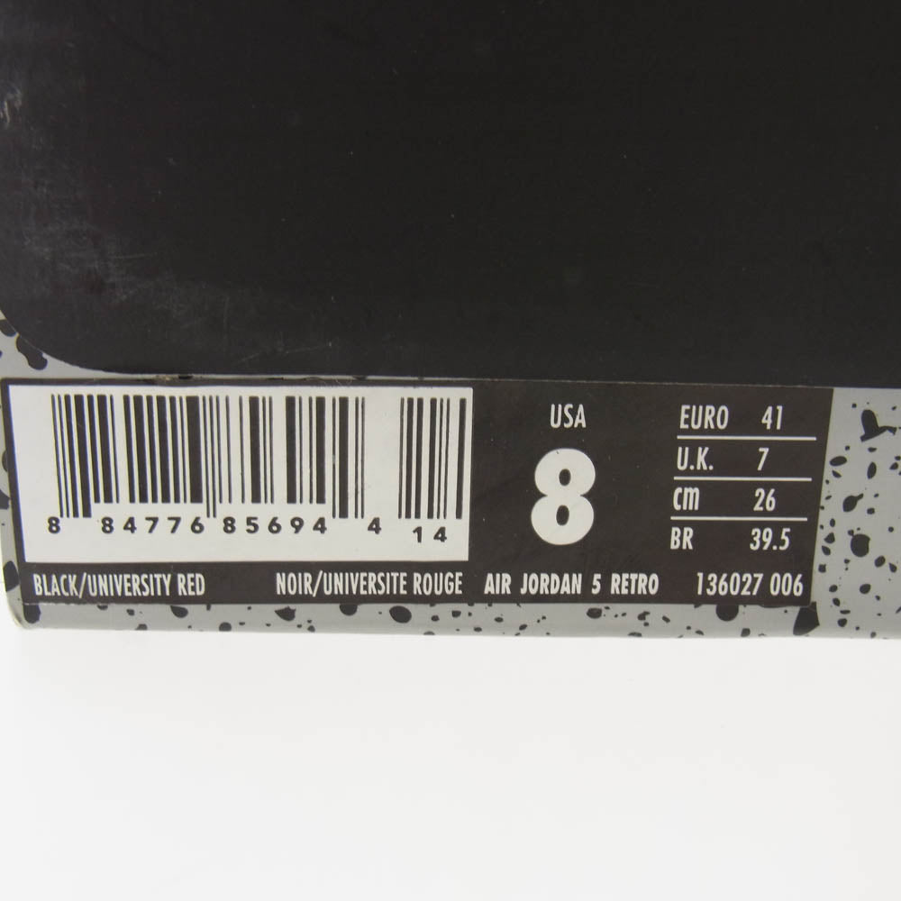 NIKE ナイキ 136027-006 Air Jordan 5 エア ジョーダン Satin Bred サテン ブレッド スニーカー ブラック系 レッド系 26cm【中古】