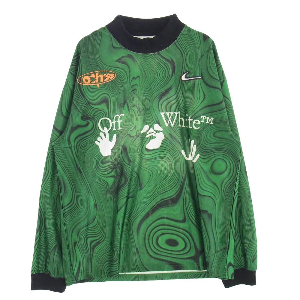 NIKE ナイキ × OFF-WHITE オフホワイト FQ0998-389  Allover Print Uniform オールオーバープリント ユニフォーム シャツ グリーン系 L【中古】