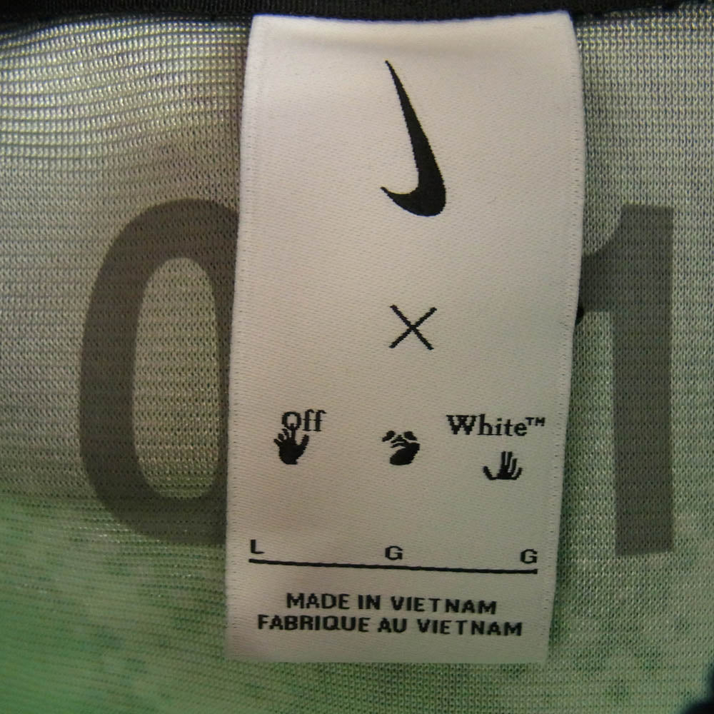 NIKE ナイキ × OFF-WHITE オフホワイト FQ0998-389  Allover Print Uniform オールオーバープリント ユニフォーム シャツ グリーン系 L【中古】