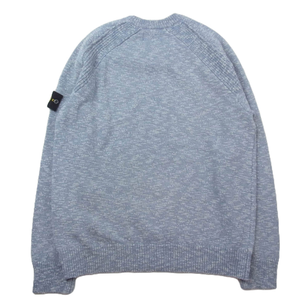 STONE ISLAND ストーンアイランド 7515510D3 ロゴ ワッペン ウール クルーネック ニット セーター ライトブルー系 L【中古】