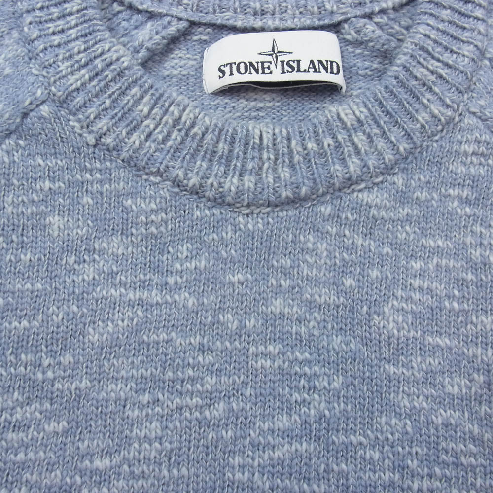 STONE ISLAND ストーンアイランド 7515510D3 ロゴ ワッペン ウール クルーネック ニット セーター ライトブルー系 L【中古】
