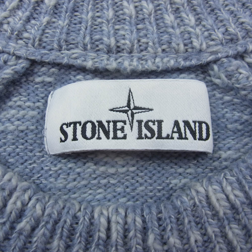 STONE ISLAND ストーンアイランド 7515510D3 ロゴ ワッペン ウール クルーネック ニット セーター ライトブルー系 L【中古】