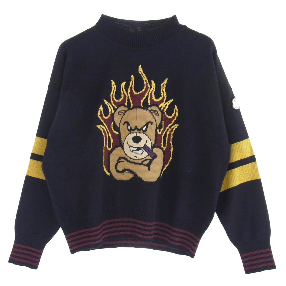 MONCLER モンクレール H209L9C00002 M2497 × Palm Angels パームエンジェルス ベア ニット ネイビー系 S【中古】