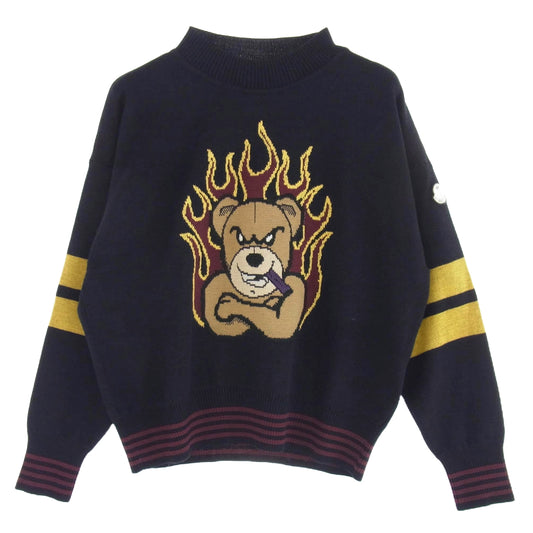 MONCLER モンクレール H209L9C00002 M2497 × Palm Angels パームエンジェルス ベア ニット ネイビー系 S【中古】