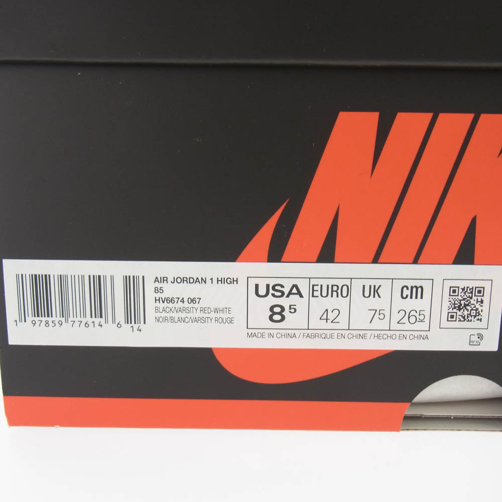 NIKE ナイキ HV6674-067 フェイクバスターズ鑑定済み Air Jordan 1 エア ジョーダン ワン High 85 Bred ハイ 85 ブレッド スニーカー ブラック系 レッド系 26.5cm【新古品】【未使用】【中古】