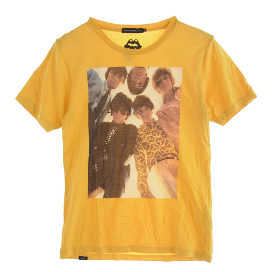 HYSTERIC GLAMOUR ヒステリックグラマー 0633CT03 × THE ROLLING STONES ローリングストーンズ プリント Ｔシャツ 半袖カットソー イエロー系 S【中古】