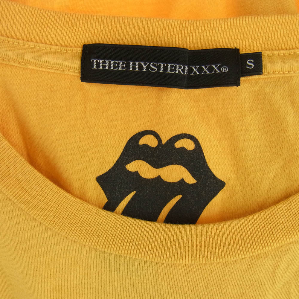 HYSTERIC GLAMOUR ヒステリックグラマー 0633CT03 × THE ROLLING STONES ローリングストーンズ プリント Ｔシャツ 半袖カットソー イエロー系 S【中古】