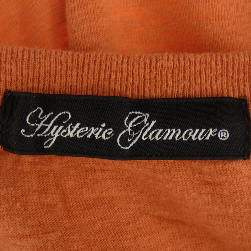 HYSTERIC GLAMOUR ヒステリックグラマー 0131CL03 ヒスガール フロントプリント 七分丈 長袖カットソー オレンジ オレンジ系 FREE【中古】