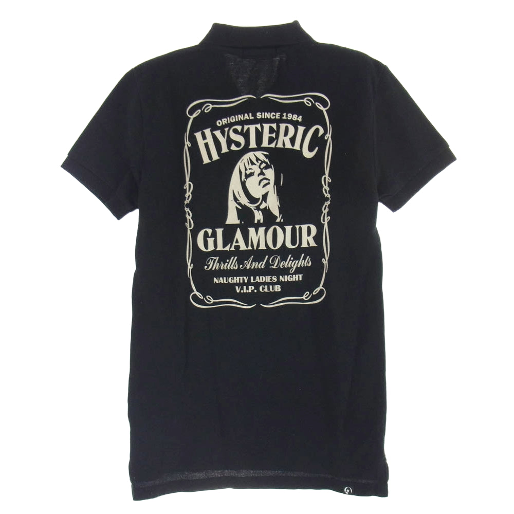 HYSTERIC GLAMOUR ヒステリックグラマー バックプリント ヒスガール 半袖ポロシャツ ブラック系 S【中古】