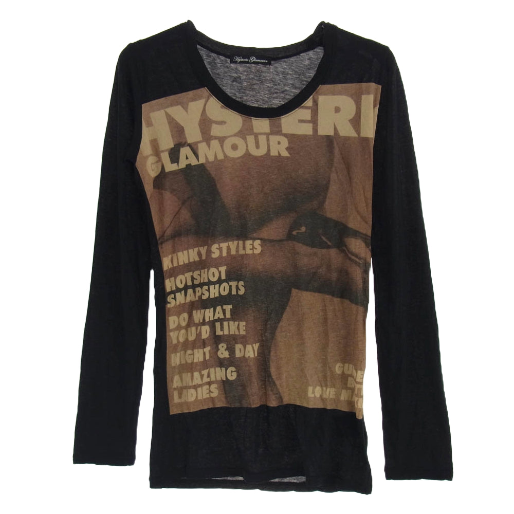 HYSTERIC GLAMOUR ヒステリックグラマー 0134CL09 フロントプリント ロングスリーブ カットソー 長袖 ブラック ブラック系 FREE【中古】