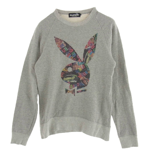 HYSTERIC GLAMOUR ヒステリックグラマー 1251CS02 × PLAYBOY プレイボーイ RH-LOGO COLLAGE ロゴプリント スウェット グレー系 S【中古】