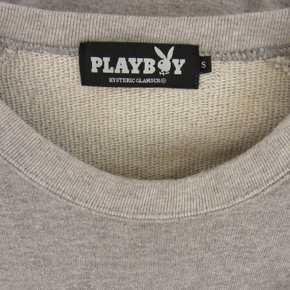 HYSTERIC GLAMOUR ヒステリックグラマー 1251CS02 × PLAYBOY プレイボーイ RH-LOGO COLLAGE ロゴプリント スウェット グレー系 S【中古】