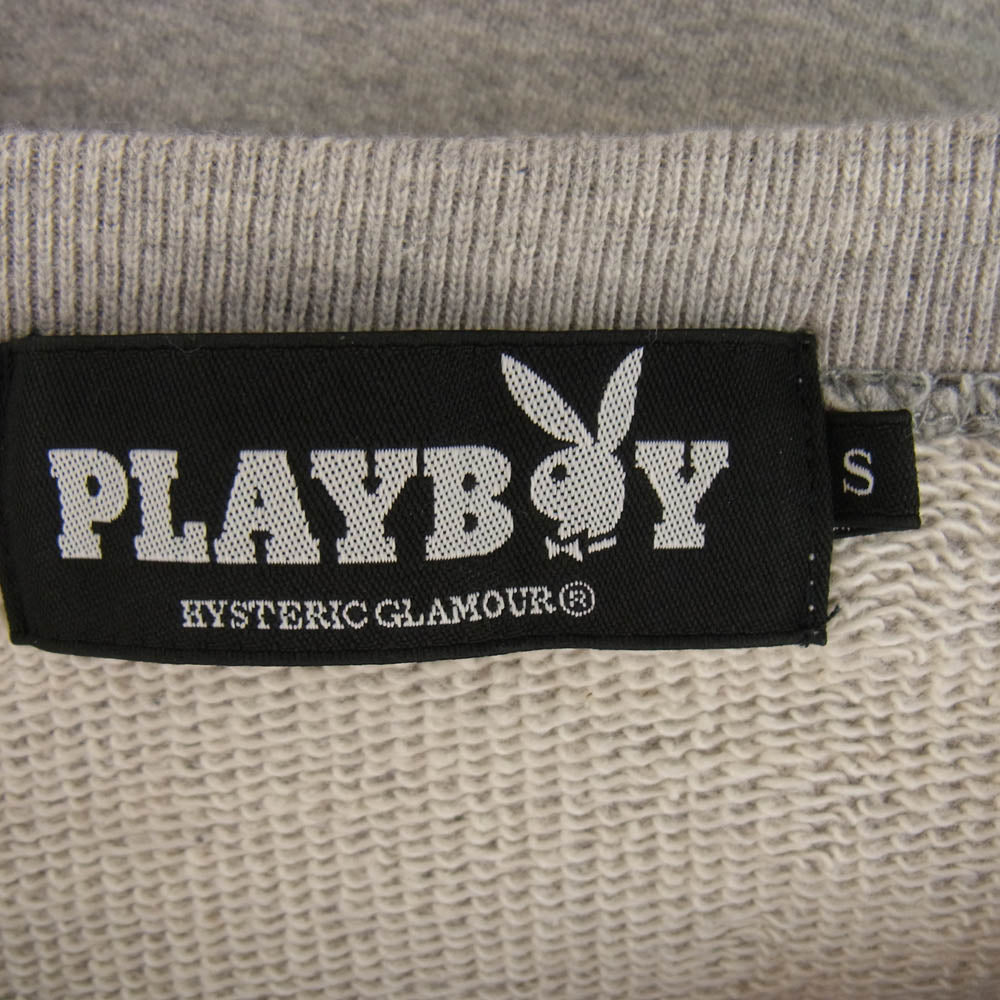HYSTERIC GLAMOUR ヒステリックグラマー 1251CS02 × PLAYBOY プレイボーイ RH-LOGO COLLAGE ロゴプリント スウェット グレー系 S【中古】