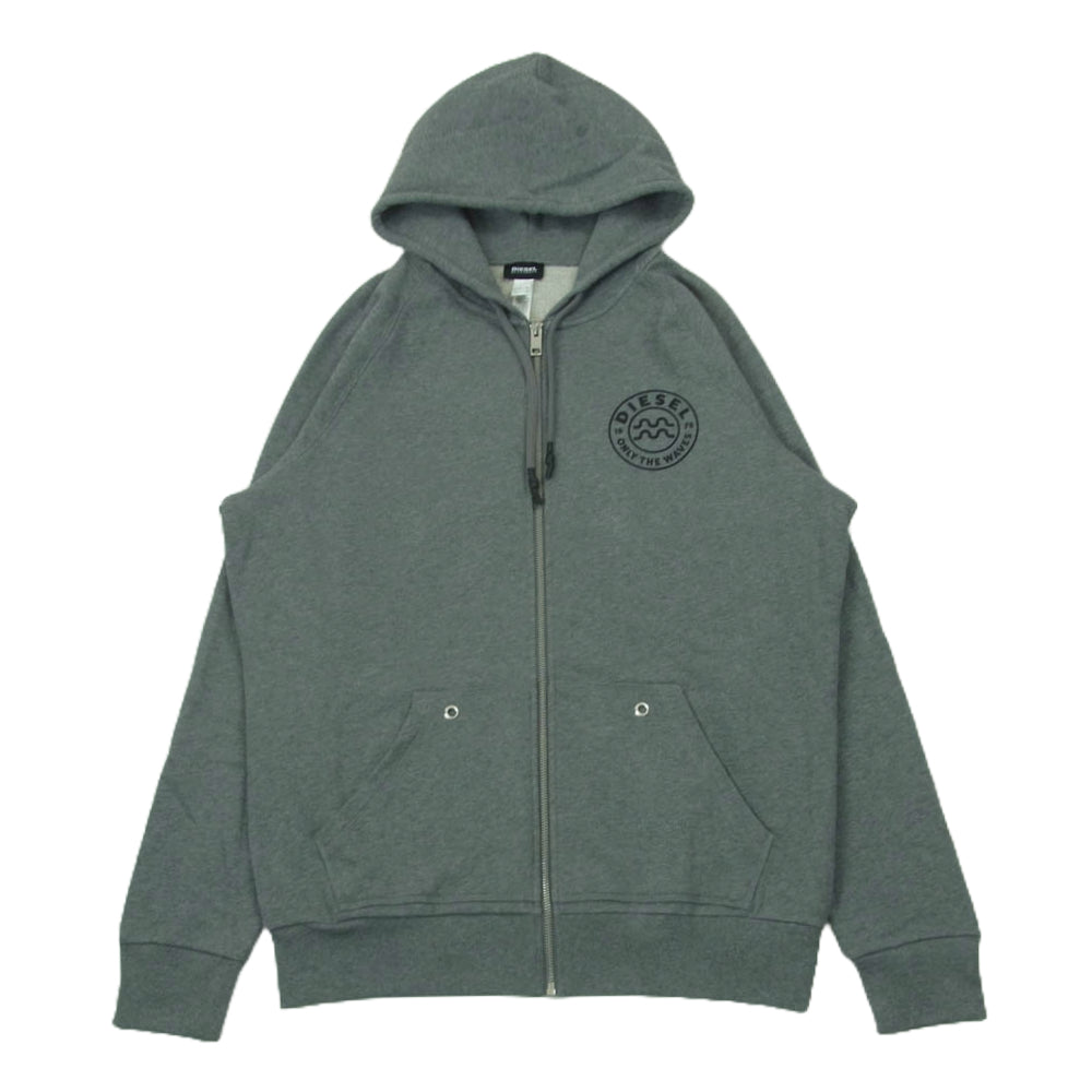 DIESEL ディーゼル BRIANZ-B-O SWEAT-SHIRT バックプリント ジップアップ パーカー グレー系 M【中古】