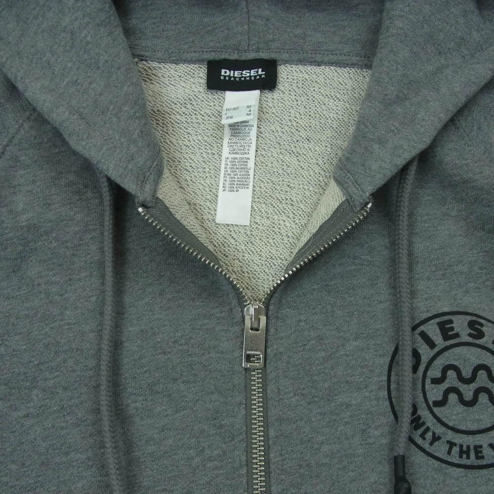 DIESEL ディーゼル BRIANZ-B-O SWEAT-SHIRT バックプリント ジップアップ パーカー グレー系 M【中古】