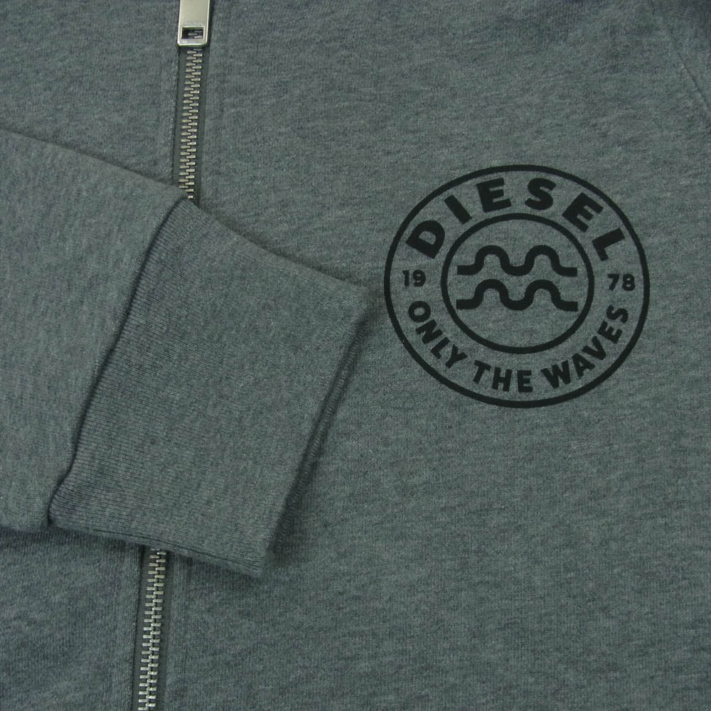 DIESEL ディーゼル BRIANZ-B-O SWEAT-SHIRT バックプリント ジップアップ パーカー グレー系 M【中古】