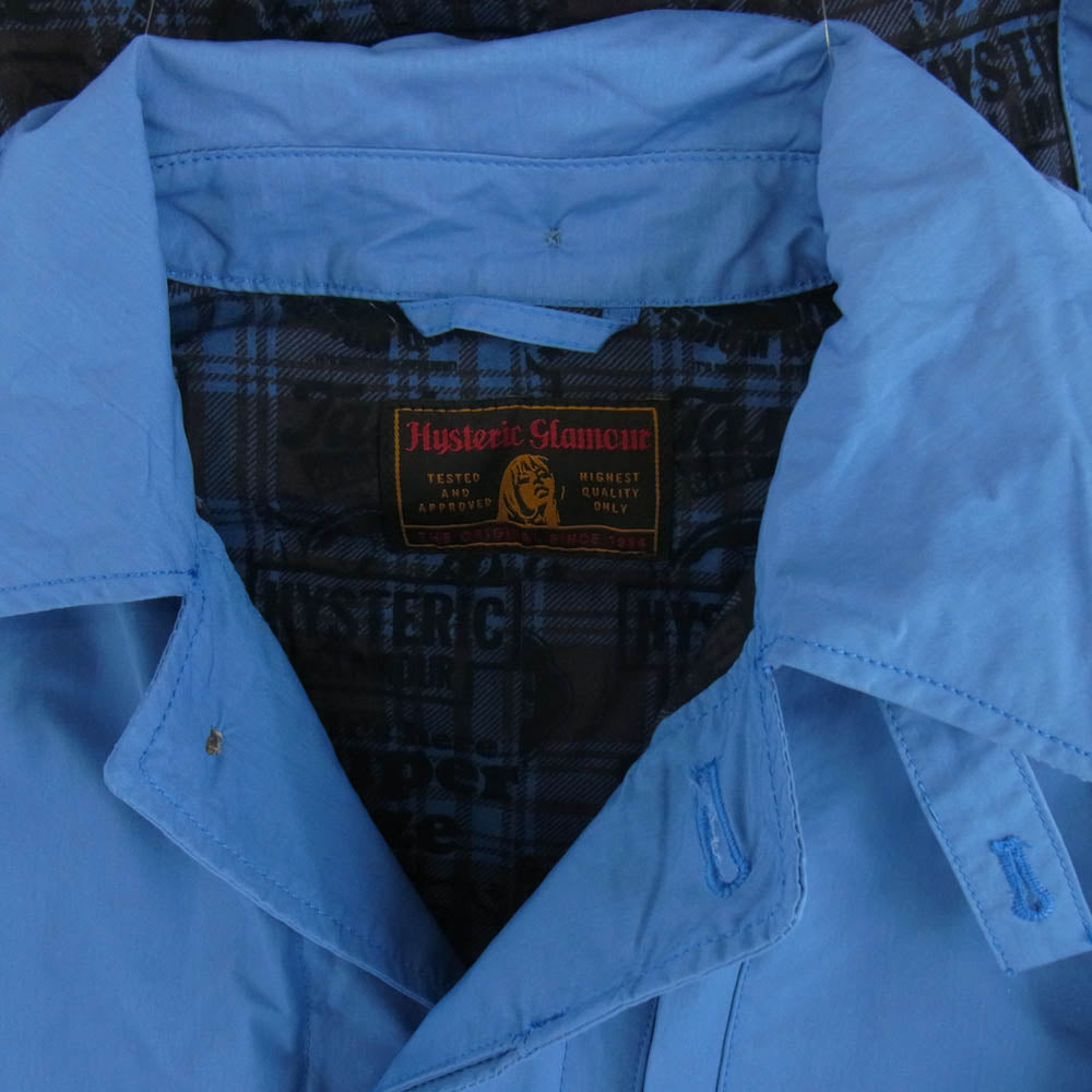 HYSTERIC GLAMOUR ヒステリックグラマー 0133AC01 メモリータッサ フード付 ステンカラーコート ブルー系 FREE【中古】