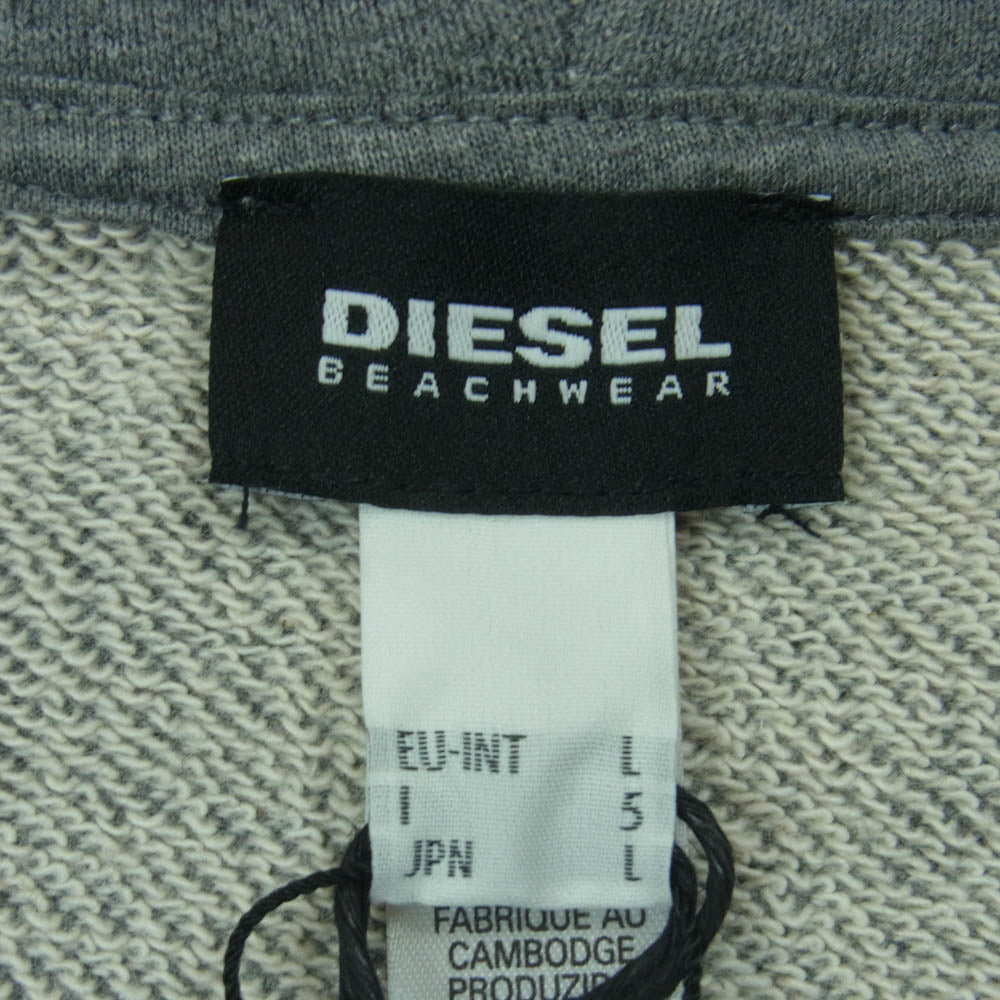 DIESEL ディーゼル BRIANZ-B-O SWEAT-SHIRT バックプリント ジップアップ パーカー グレー系 L【新古品】【未使用】【中古】