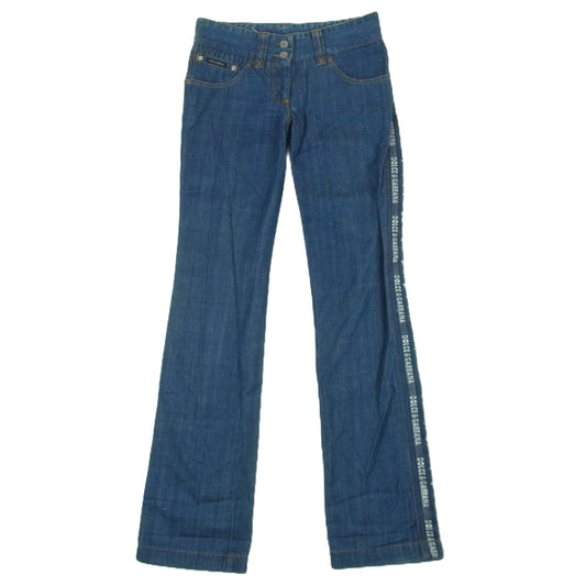 DOLCE&GABBANA ドルチェアンドガッバーナ IDP1C サイド ロゴ ライン デニム パンツ イタリア製 インディゴブルー系 38【中古】
