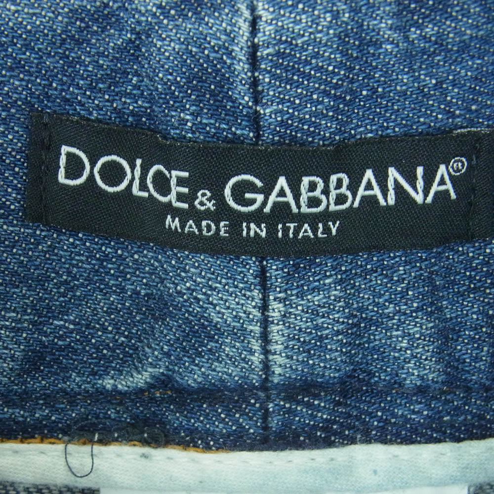 DOLCE&GABBANA ドルチェアンドガッバーナ IDP1C サイド ロゴ ライン デニム パンツ イタリア製 インディゴブルー系 38【中古】