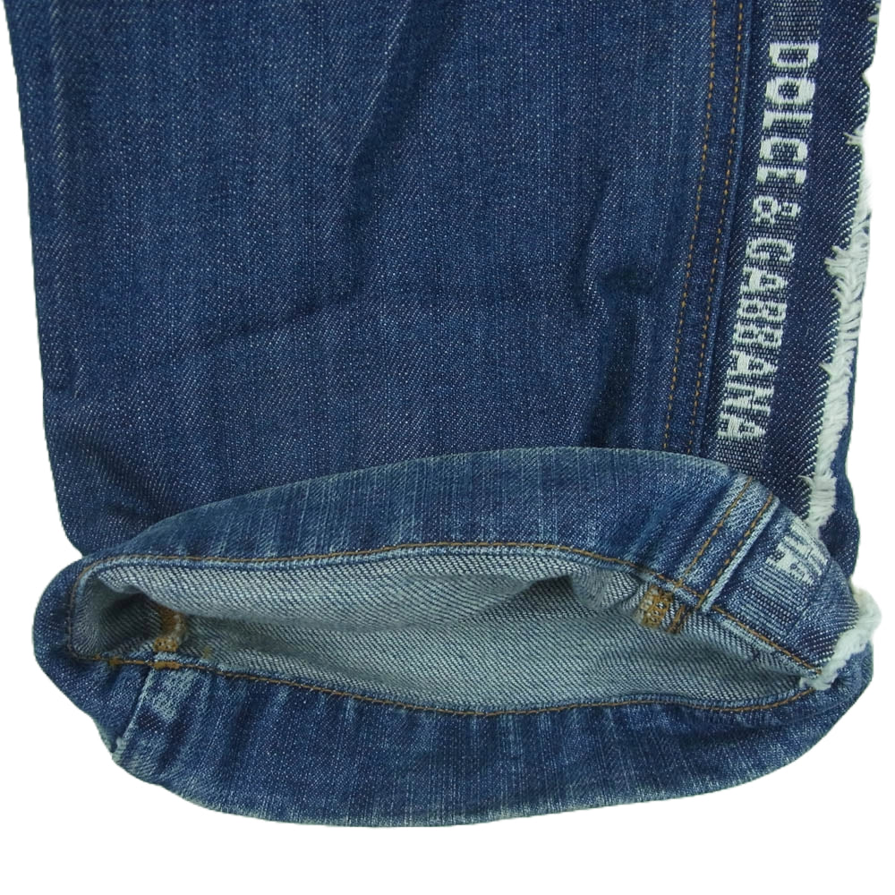 DOLCE&GABBANA ドルチェアンドガッバーナ IDP1C サイド ロゴ ライン デニム パンツ イタリア製 インディゴブルー系 38【中古】