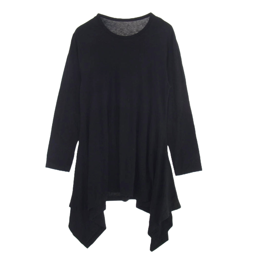 グラウンドワイ ヨウジヤマモト 19AW GA-T19-046 ロングスリーブ ドレープ カットソー 長袖 ブラック系 1【中古】