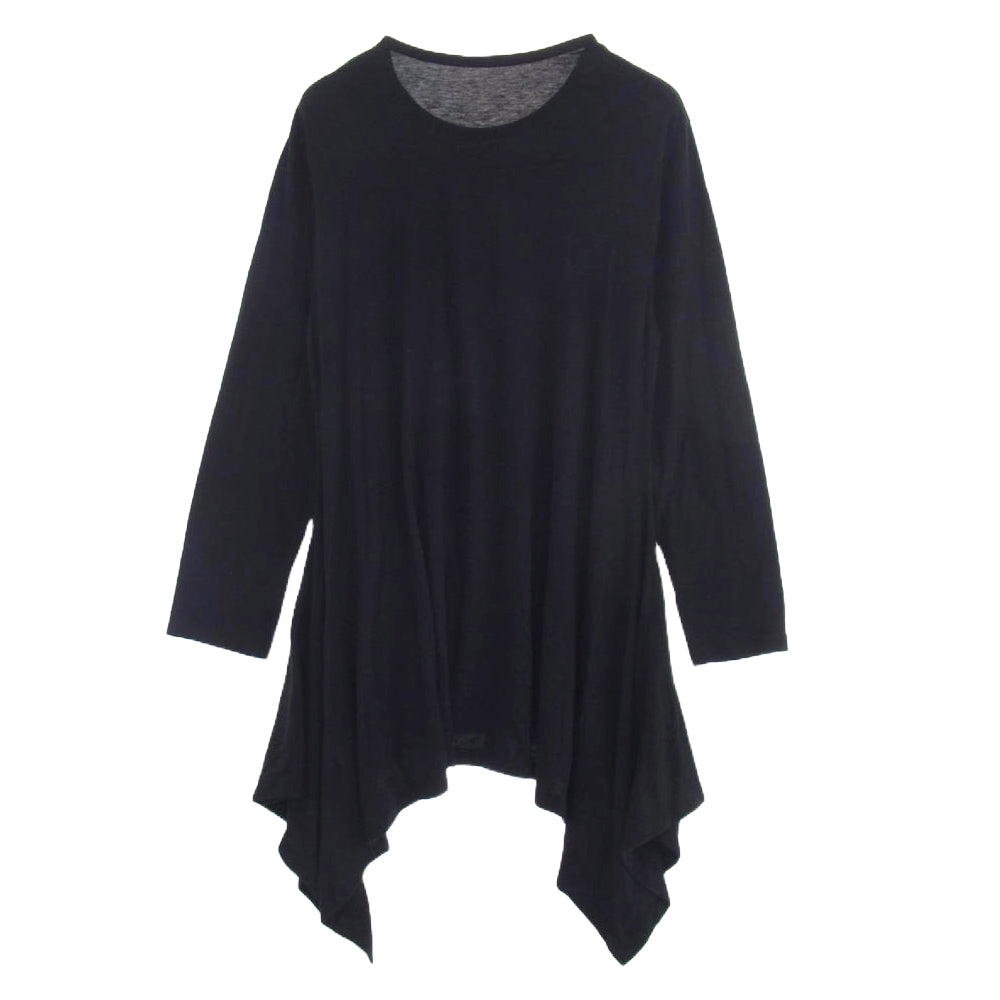 グラウンドワイ ヨウジヤマモト 19AW GA-T19-046 ロングスリーブ ドレープ カットソー 長袖 ブラック系 1【中古】