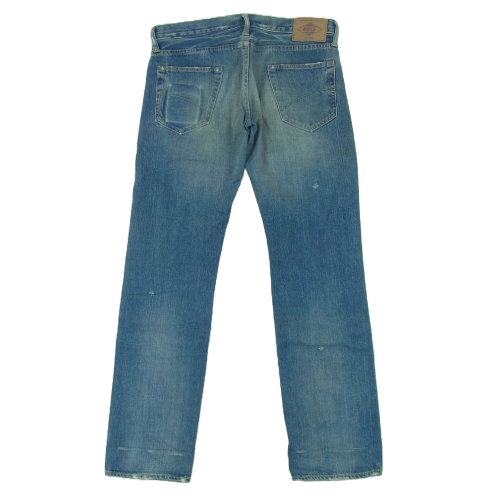 HYSTERIC GLAMOUR ヒステリックグラマー 4AP-2103 小窓 リメイク スタッズ スリム ストレート ボタンフライ セルビッチ デニム パンツ インディゴブルー系 32【中古】
