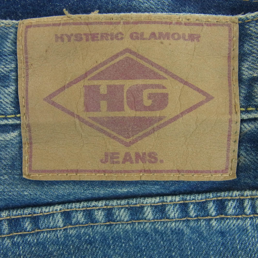 HYSTERIC GLAMOUR ヒステリックグラマー 4AP-2103 小窓 リメイク スタッズ スリム ストレート ボタンフライ セルビッチ デニム パンツ インディゴブルー系 32【中古】
