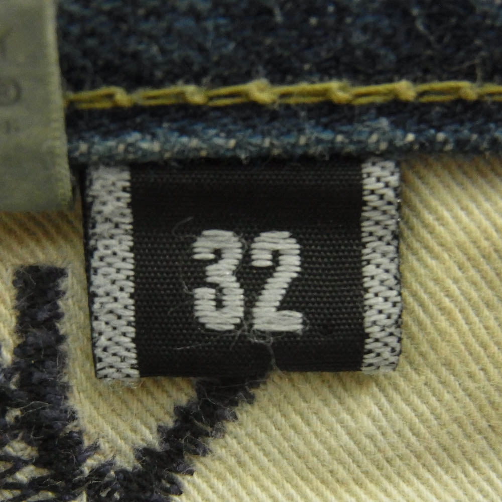 HYSTERIC GLAMOUR ヒステリックグラマー 4AP-2103 小窓 リメイク スタッズ スリム ストレート ボタンフライ セルビッチ デニム パンツ インディゴブルー系 32【中古】