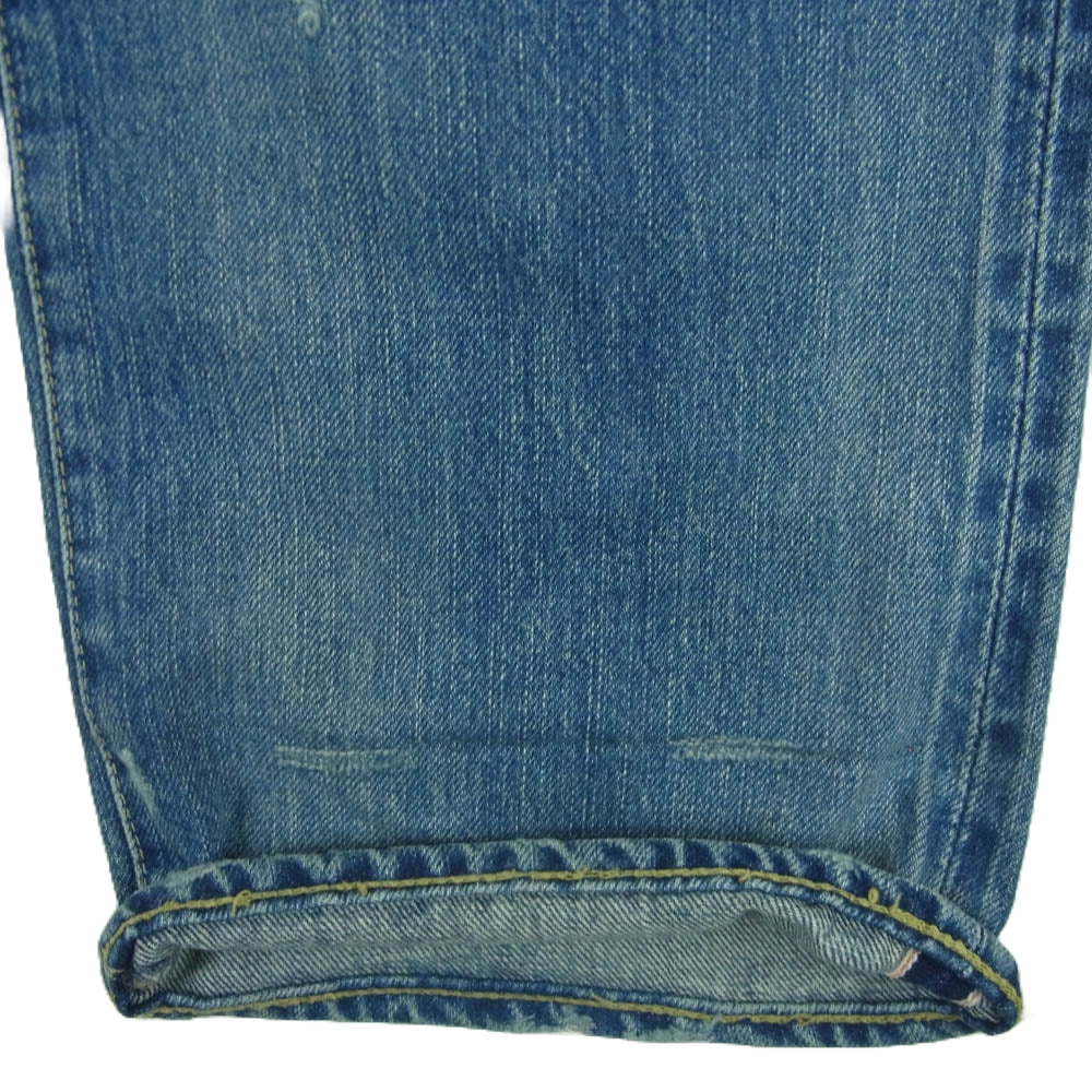 HYSTERIC GLAMOUR ヒステリックグラマー 4AP-2103 小窓 リメイク スタッズ スリム ストレート ボタンフライ セルビッチ デニム パンツ インディゴブルー系 32【中古】