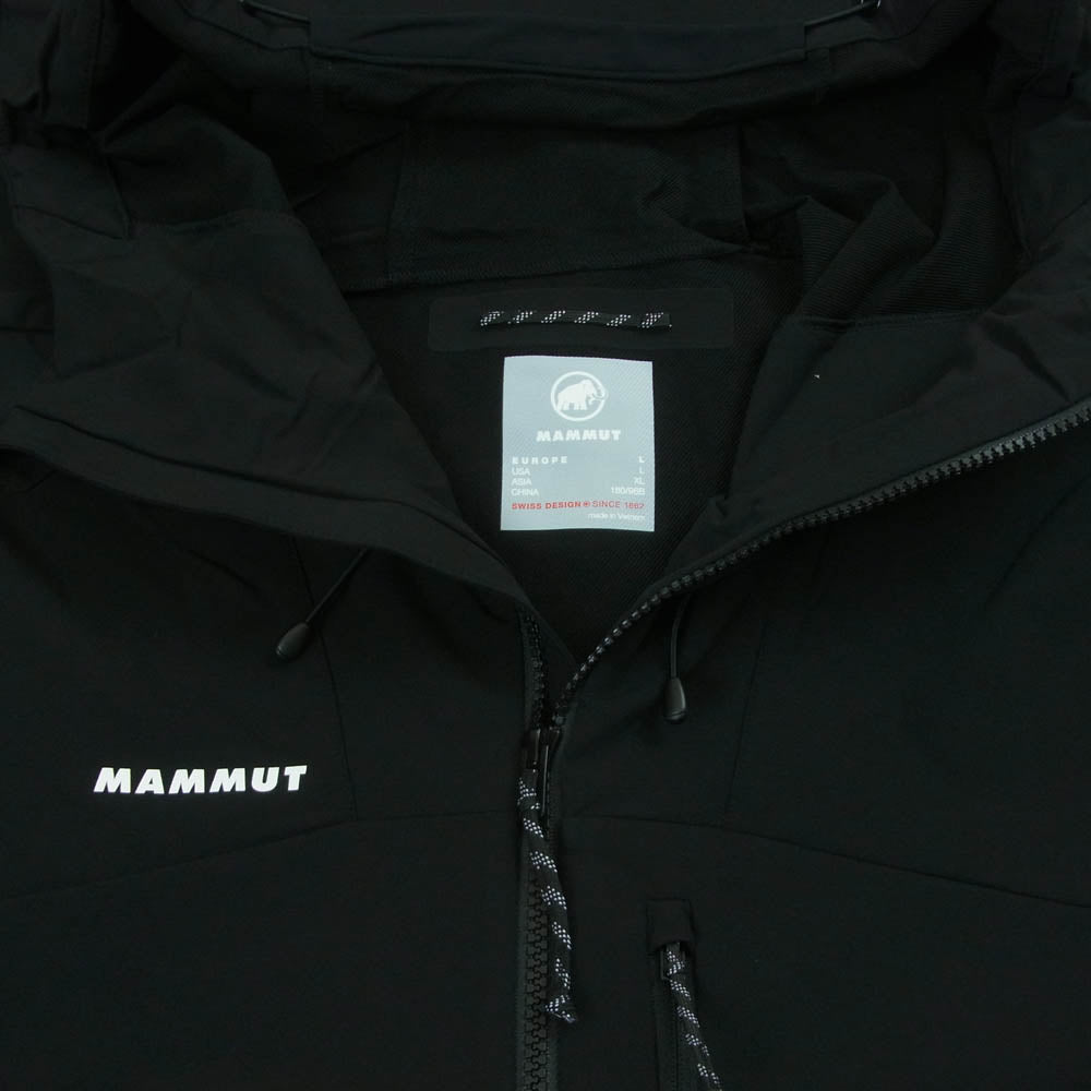 Mammut マムート 1011-02520 Trekkers SO Hooded Jacket AF トレッカーズ ソフトシェル フーデッド アジアンフィット ジャケット ブラック系 L【新古品】【未使用】【中古】