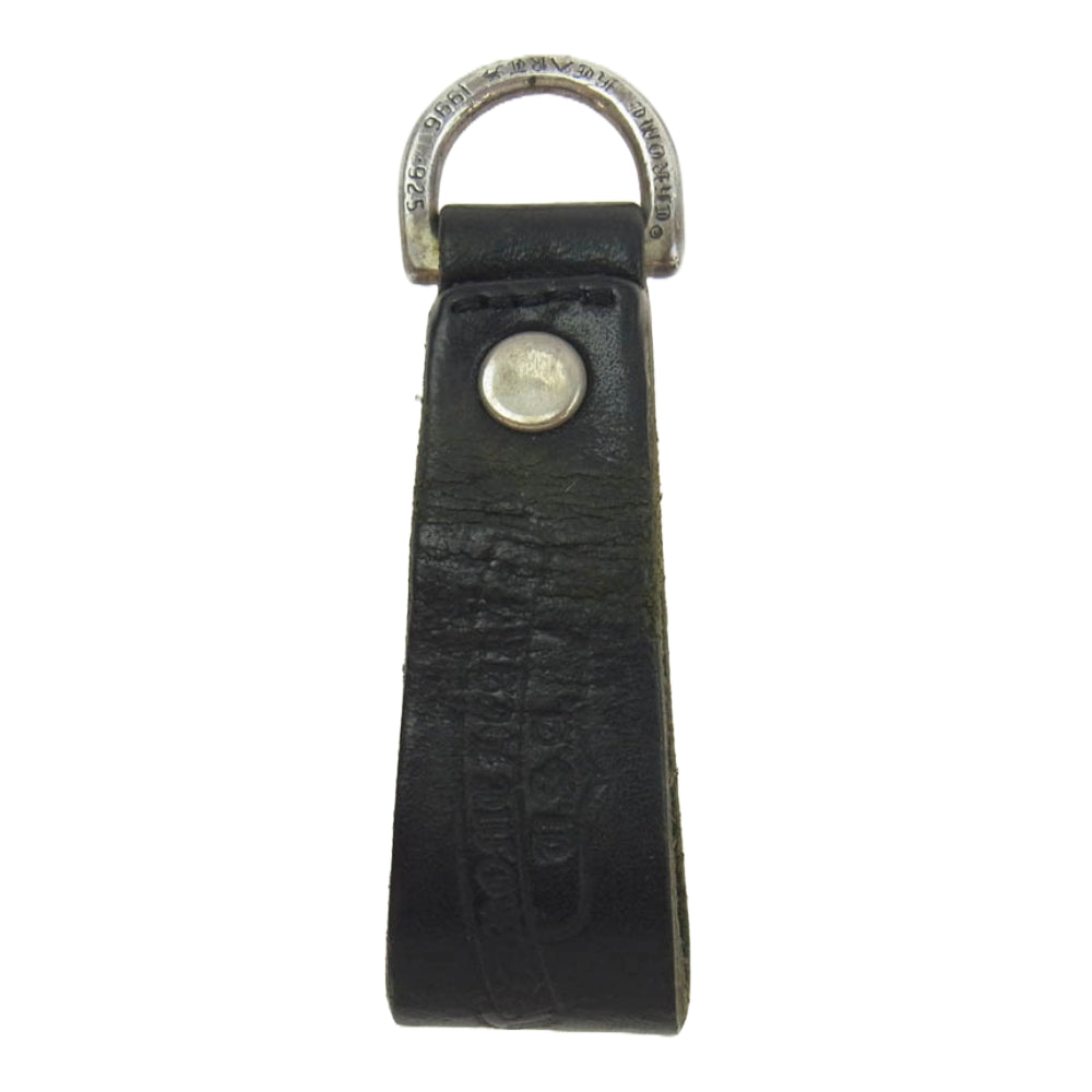 CHROME HEARTS クロムハーツ（原本無） BELT LOOP D RING Dカン クロスボール ボタン レザー ベルト ループ ブラック系 シルバー系【中古】