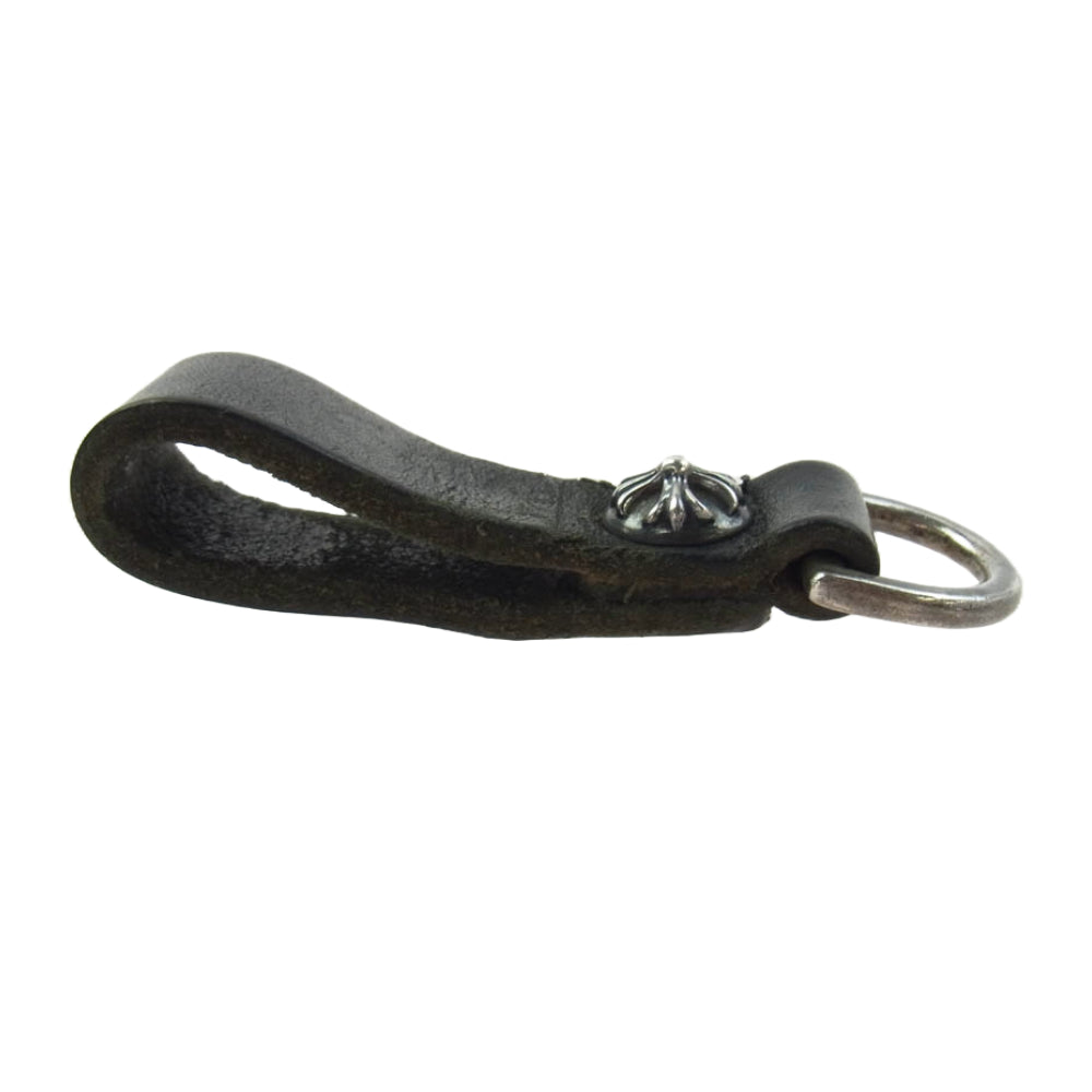 CHROME HEARTS クロムハーツ（原本無） BELT LOOP D RING Dカン クロスボール ボタン レザー ベルト ループ ブラック系 シルバー系【中古】