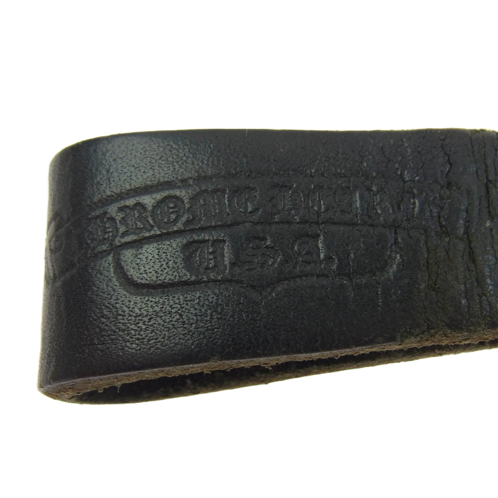 CHROME HEARTS クロムハーツ（原本無） BELT LOOP D RING Dカン クロスボール ボタン レザー ベルト ループ ブラック系 シルバー系【中古】